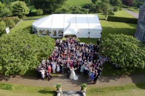 aerial shot at wedding